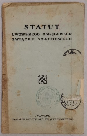 [Chess] Statute of the Lviv Regional Chess Association [Lviv, 1933, LOZS stamp].