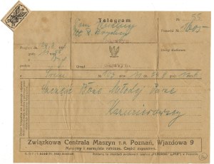 [Telegram] Telegraph office in Wolsztyn - on the occasion of a wedding, 1926