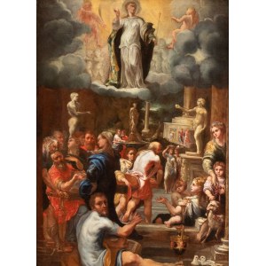 Girolamo Mazzola Bedoli (attribuito a) (Parma 1500 - 1569), Alegória Nepoškvrneného počatia