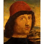 Giovanni Bellini (seguace di) (Venezia 1430 - 1516), Portrait of a Young Man with Red Hat