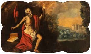 Artista fiammingo, XVII secolo, Saint Jerome in the desert