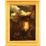Salvator Rosa (cerchia di) (Napoli 1615 - 1673), Landscape with Hermit Saints