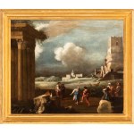 Filippo Napoletano (Napoli 1589 - Roma 1629), A Landscape with a Peasant Dance, Roman Ruins, and St. Peter’s Basilica in the Background