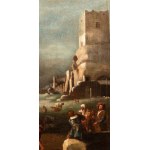 Filippo Napoletano (Napoli 1589 - Roma 1629), A Landscape with a Peasant Dance, Roman Ruins, and St. Peter’s Basilica in the Background