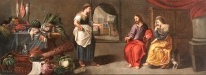 Frans Francken II (cerchia di) (Anversa 1581 - 1642), Christ in the house of Martha and Mary