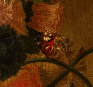 Willem van Leen (cerchia di) (Dordrecht 1753 - 1825), Bouquet of flowers in a metal vase