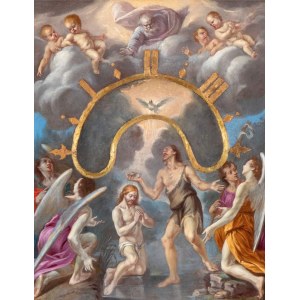 Artista attivo a Roma, XVII secolo, Nocturnal clock dial with the Baptism of Christ