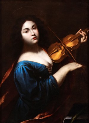 Andrea Vaccaro (attribuito a) (Napoli 1604 - Napoli 1670), Saint Cecilia or Allegory of Music