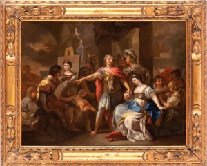 Francesco Solimena (attribuito a) (Serino 1657 - Napoli 1747), Apelles paints Campaspe in the presence of Alexander the Great