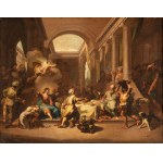 Jean Jouvenet (cerchia di) (Rouen 1644 - Parigi 1717), a) The feast in the House of Simon the Pharisee; b) The Resurrection of Lazarus. Pair of paintings