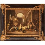 Jean Jouvenet (cerchia di) (Rouen 1644 - Parigi 1717), a) The feast in the House of Simon the Pharisee; b) The Resurrection of Lazarus. Pair of paintings