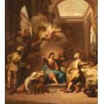 Jean Jouvenet (cerchia di) (Rouen 1644 - Parigi 1717), a) The feast in the House of Simon the Pharisee; b) The Resurrection of Lazarus. Pair of paintings