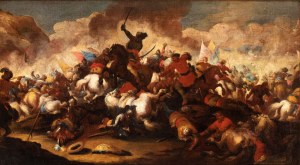 Antonio Calza (attribuito a) (Verona 1653 - Verona 1725), Battle of cavalry