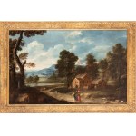 Artista veneto, XVIII secolo, Landscape with Road to Emmaus