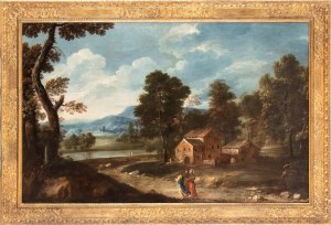 Artista veneto, XVIII secolo, Landscape with Road to Emmaus