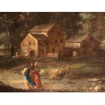 Artista veneto, XVIII secolo, Landscape with Road to Emmaus