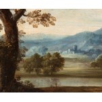 Artista veneto, XVIII secolo, Landscape with Road to Emmaus