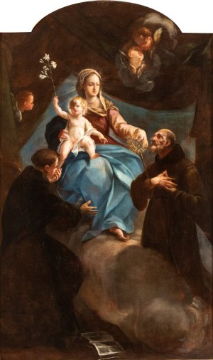 Artista veneto, XVIII secolo, Saint Francis of Paola and Saint Anthony of Padua in the presence of the Madonna and Child