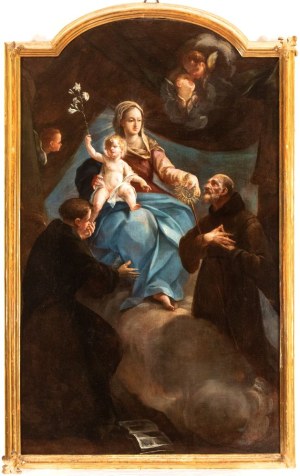 Artista veneto, XVIII secolo, Saint Francis of Paola and Saint Anthony of Padua in the presence of the Madonna and Child