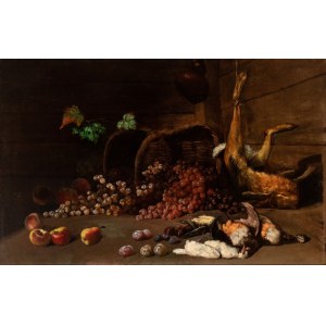 Artista toscano, XVIII secolo, Still life with fruit, leprosy and game