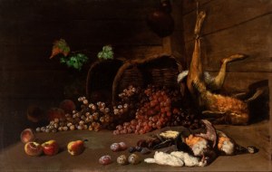 Artista toscano, XVIII secolo, Still life with fruit, leprosy and game