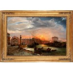 Franz Ludwig Catel (attribuito a) (Berlino 1778 - Roma 1856), Fireworks over Saint Peter's Square and Castel Sant'Angelo, viewed from the Port of Ripetta