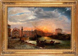Franz Ludwig Catel (attribuito a) (Berlino 1778 - Roma 1856), Fireworks over Saint Peter's Square and Castel Sant'Angelo, viewed from the Port of Ripetta
