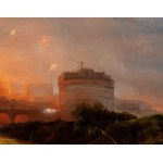 Franz Ludwig Catel (attribuito a) (Berlino 1778 - Roma 1856), Fireworks over Saint Peter's Square and Castel Sant'Angelo, viewed from the Port of Ripetta