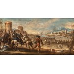 Francesco Simonini (ambito di) (Parma 1686 - 1766), Two episodes of the battle of Fornovo near Parma. Pair of paintings