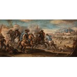 Francesco Simonini (ambito di) (Parma 1686 - 1766), Two episodes of the battle of Fornovo near Parma. Pair of paintings