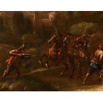 Artista fiammingo, XVIII secolo, Landscape with Bandit Attack