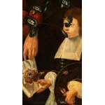 Artista emiliano, XVII - XVIII secolo, Double portrait with a bouquet of flowers