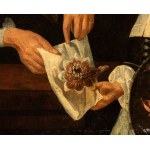Artista emiliano, XVII - XVIII secolo, Double portrait with a bouquet of flowers