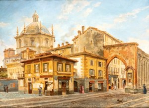 Artista attivo a Milano, inizio XX secolo, View of Piazza Vetra in Milan