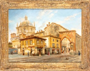 Artista attivo a Milano, inizio XX secolo, View of Piazza Vetra in Milan