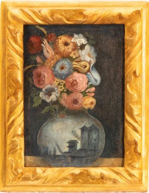 Giuseppe Arcimboldo (seguace di) (Milano 1526 - 1593), Floral head in a glass vase