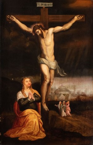 Artista veneto, XVII secolo, Crucifixion with Mary Magdalene
