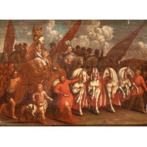 Artista fiammingo, XVII secolo, Triumphal procession with prisoners