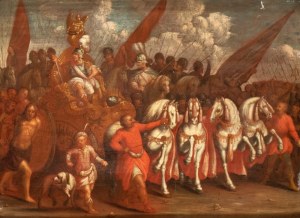 Artista fiammingo, XVII secolo, Triumphal procession with prisoners