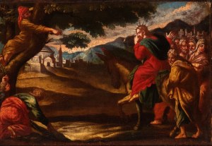 Artista italiano, XVIII secolo, a) Entry into Jerusalem; b) Biblical subject. Pair of paintings