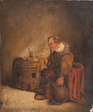 Artista fiammingo, XVII-XVIII secolo, Pipe smoker in a tavern