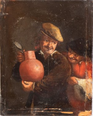 Artista fiammingo, XVII-XVIII secolo, Drinkers in a tavern