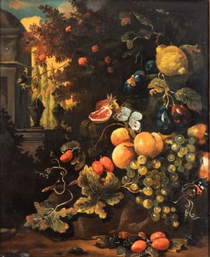 Artista anonimo, XIX-XX secolo, Still Life in a landscape