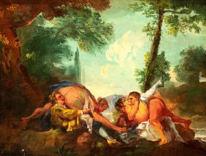 Artista francese, fine XVIII - inizio XIX secolo, Erotic scene in a landscape