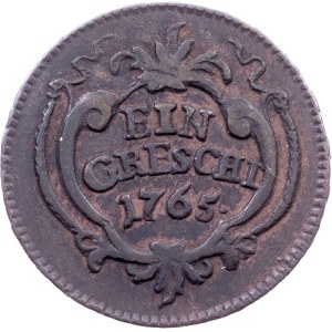 Maria Theresia, Ein Greschl 1765, dot and shield type, Karlsburg