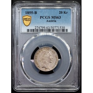 Franz Joseph I., 20 Kreuzer 1855, B, Kremnitz