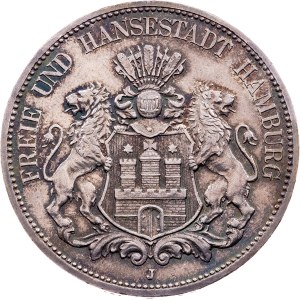 Germany, 5 Mark 1894, J, Hamburg