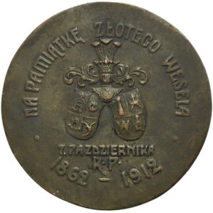 Galícia, medaila na pamiatku zlatej svadby Žigmunda a Aniely Radzimińských 1912