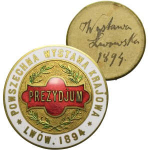 Galicie, insigne du présidium de l'exposition nationale universelle de Lviv 1894