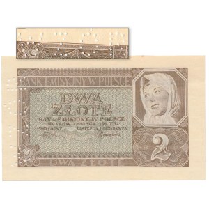 WZÓR 2 złote 1940 - z perforacją - bez serii i numeru